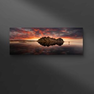 cuadro atardecer reflejo en el agua muestra