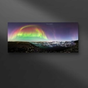 foto de paisaje con aurora boreal muestra