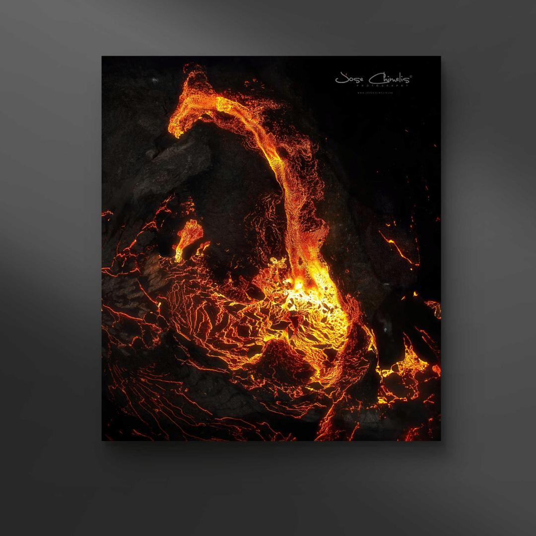 cuadro paisaje volcán de Jose Chimelis exposición