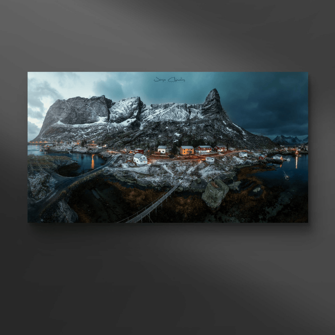 cuadro paisaje pueblo nevado de Jose Chimelis