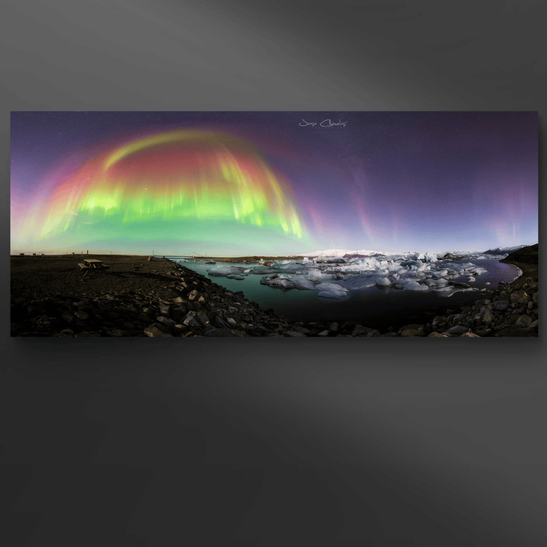 cuadro paisaje aurora boreal colorida Jose Chimelis